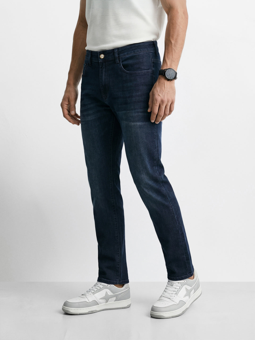 Men's Blue Slim Fit Solid Casual Jeans