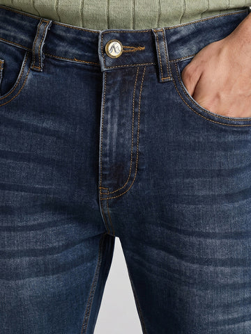 Men's Blue Slim Fit Solid Casual Jeans