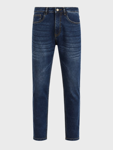 Men's Blue Slim Fit Solid Casual Jeans