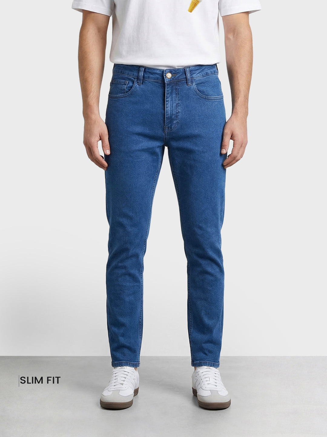 Men's Blue Slim Fit Solid Casual Jeans