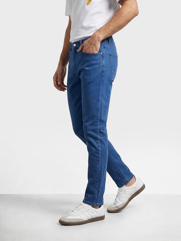 Men's Blue Slim Fit Solid Casual Jeans