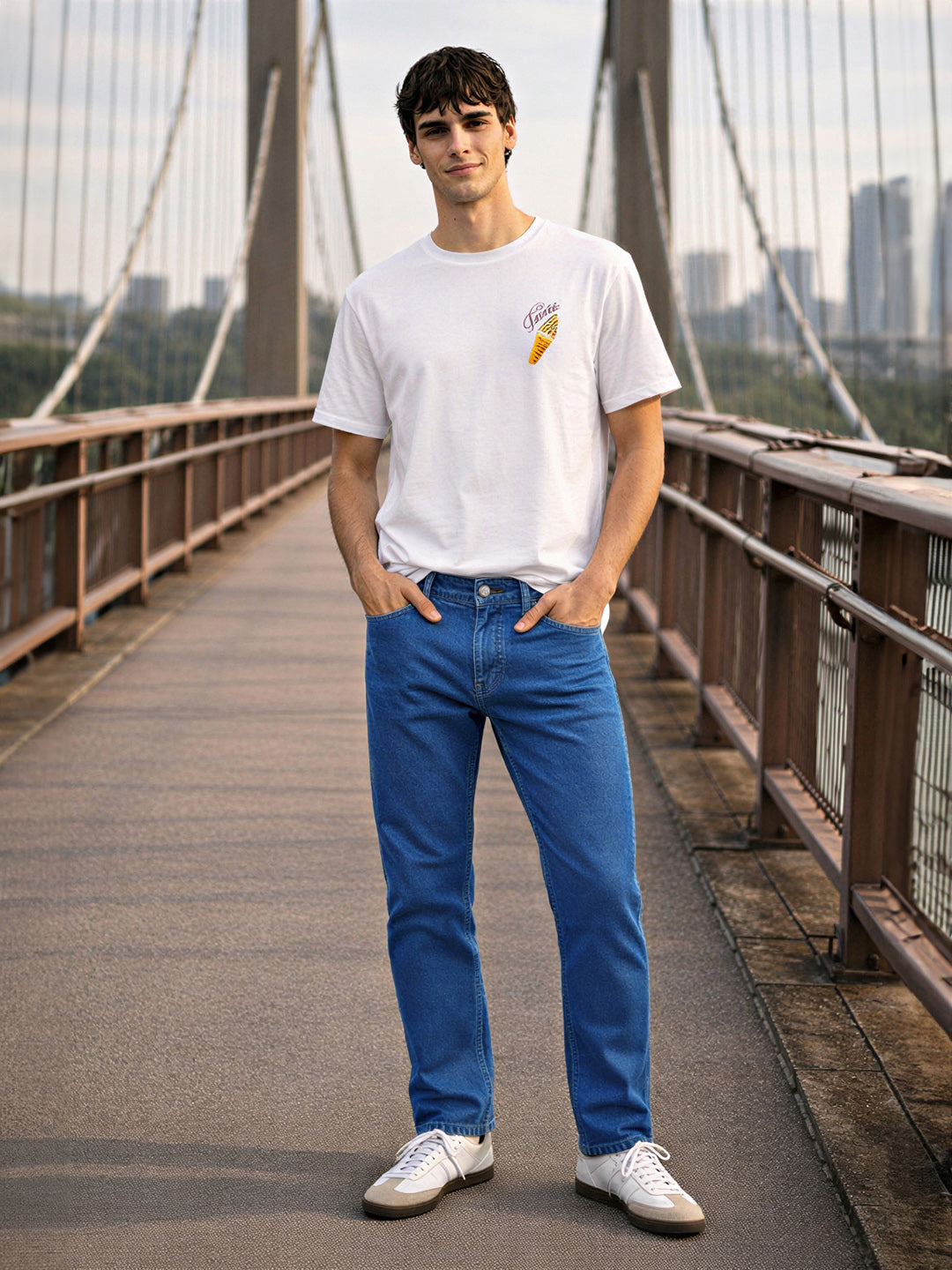 Men's Blue Slim Fit Solid Casual Jeans