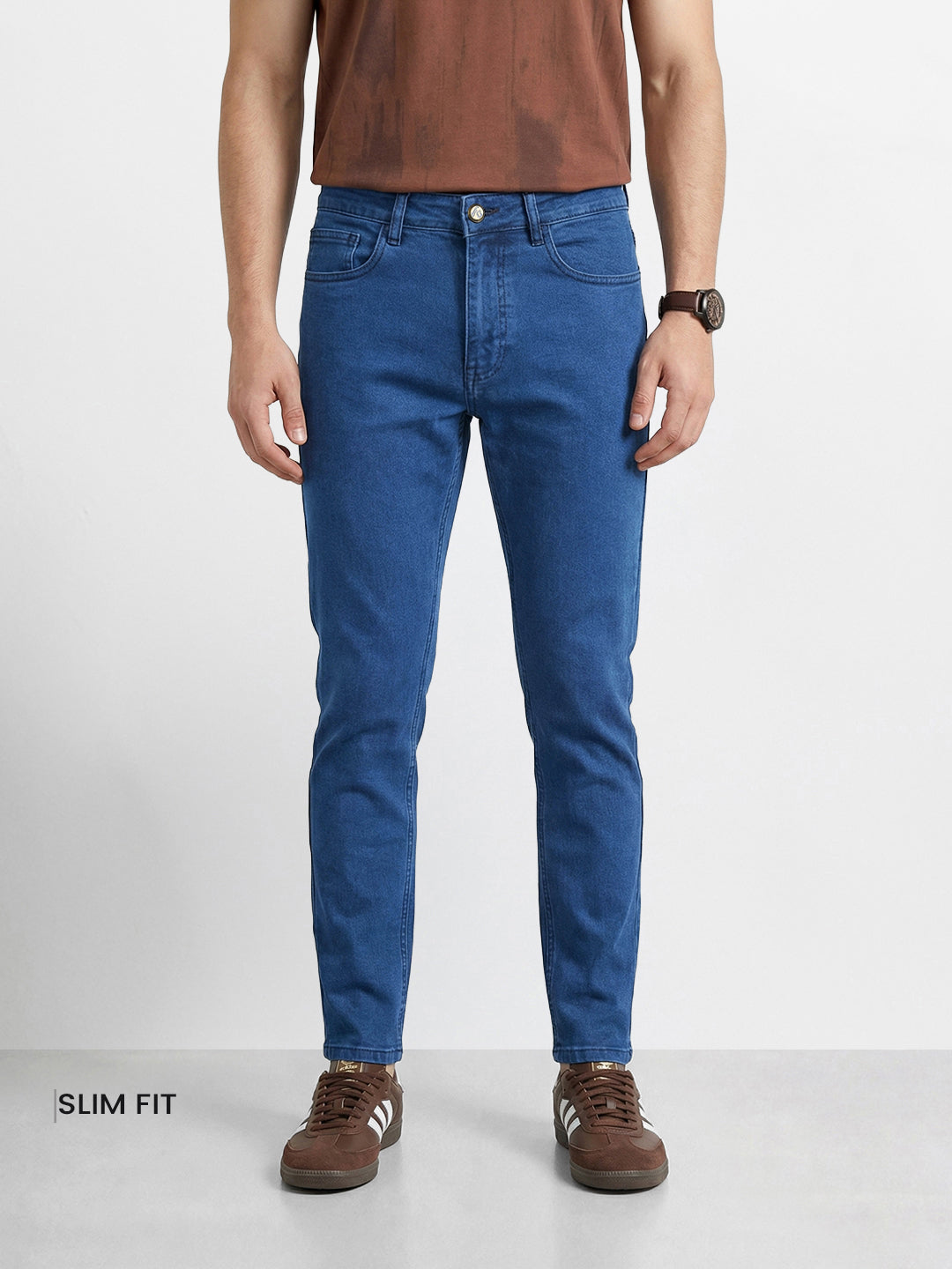 Men's Blue Slim Fit Solid Casual Jeans