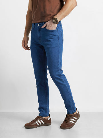 Men's Blue Slim Fit Solid Casual Jeans