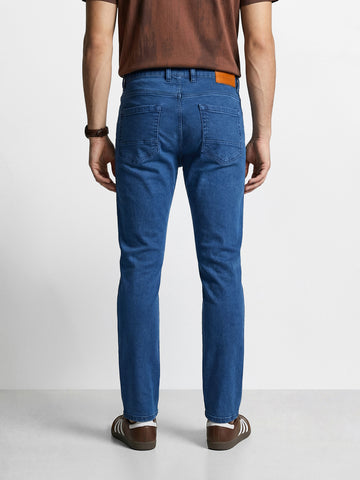 Men's Blue Slim Fit Solid Casual Jeans