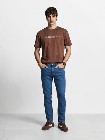 Men's Blue Slim Fit Solid Casual Jeans