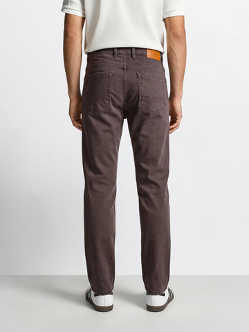 Men's Brown Slim Fit Solid Casual Jeans