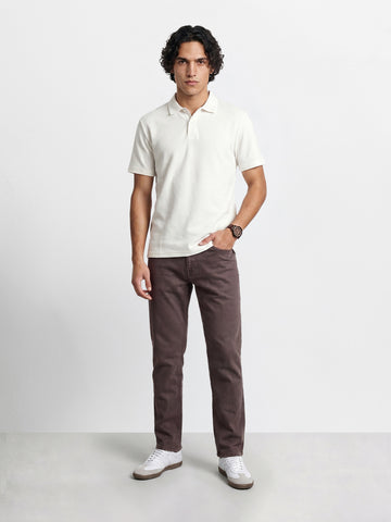 Men's Brown Slim Fit Solid Casual Jeans