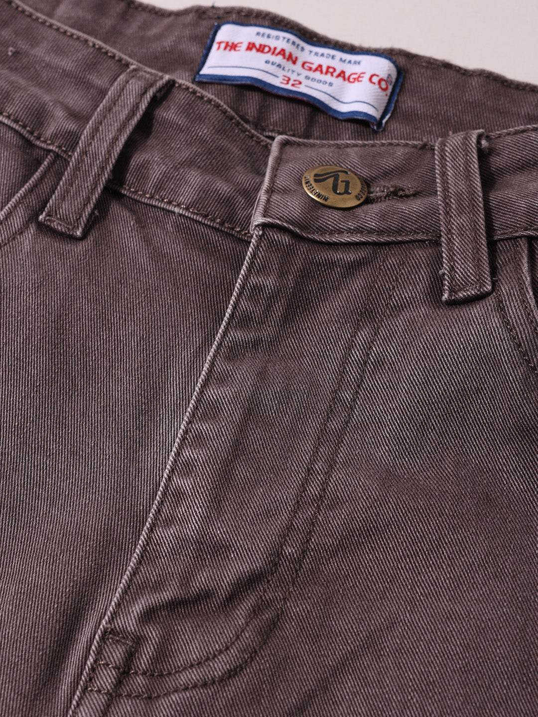 Men's Brown Slim Fit Solid Casual Jeans