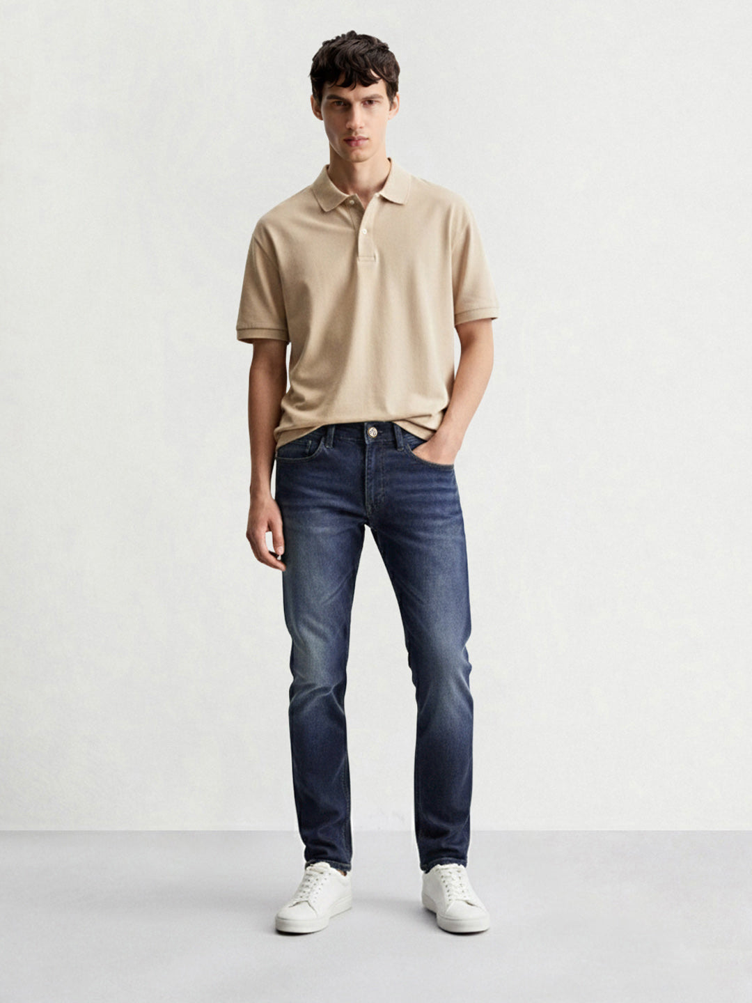 Men's Blue Slim Fit Solid Casual Jeans