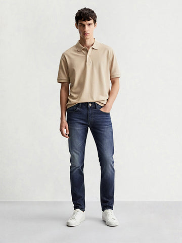 Men's Blue Slim Fit Solid Casual Jeans