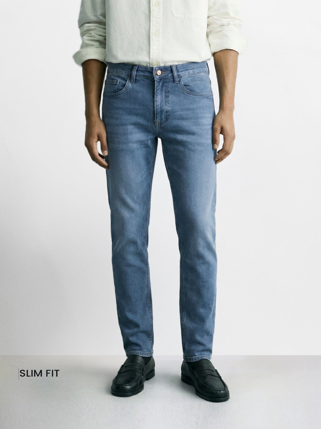 Men's Blue Slim Fit Solid Casual Jeans
