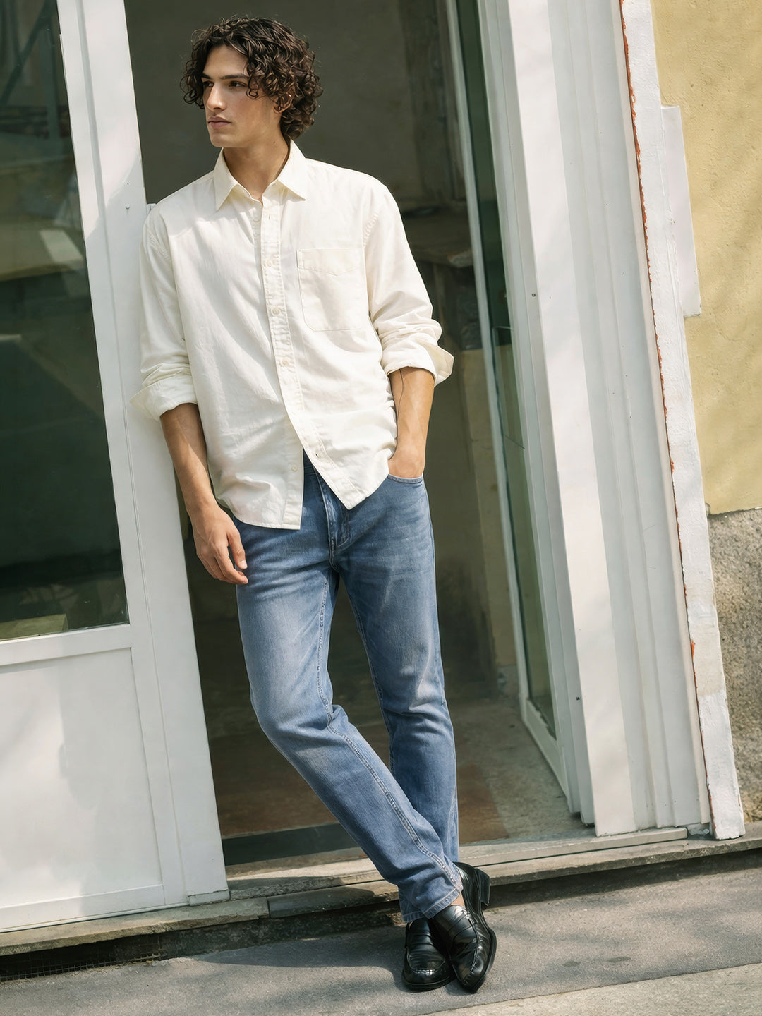 Men's Blue Slim Fit Solid Casual Jeans
