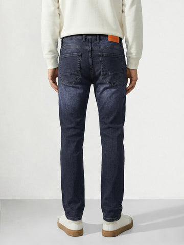 Men's Blue Slim Fit Solid Casual Jeans