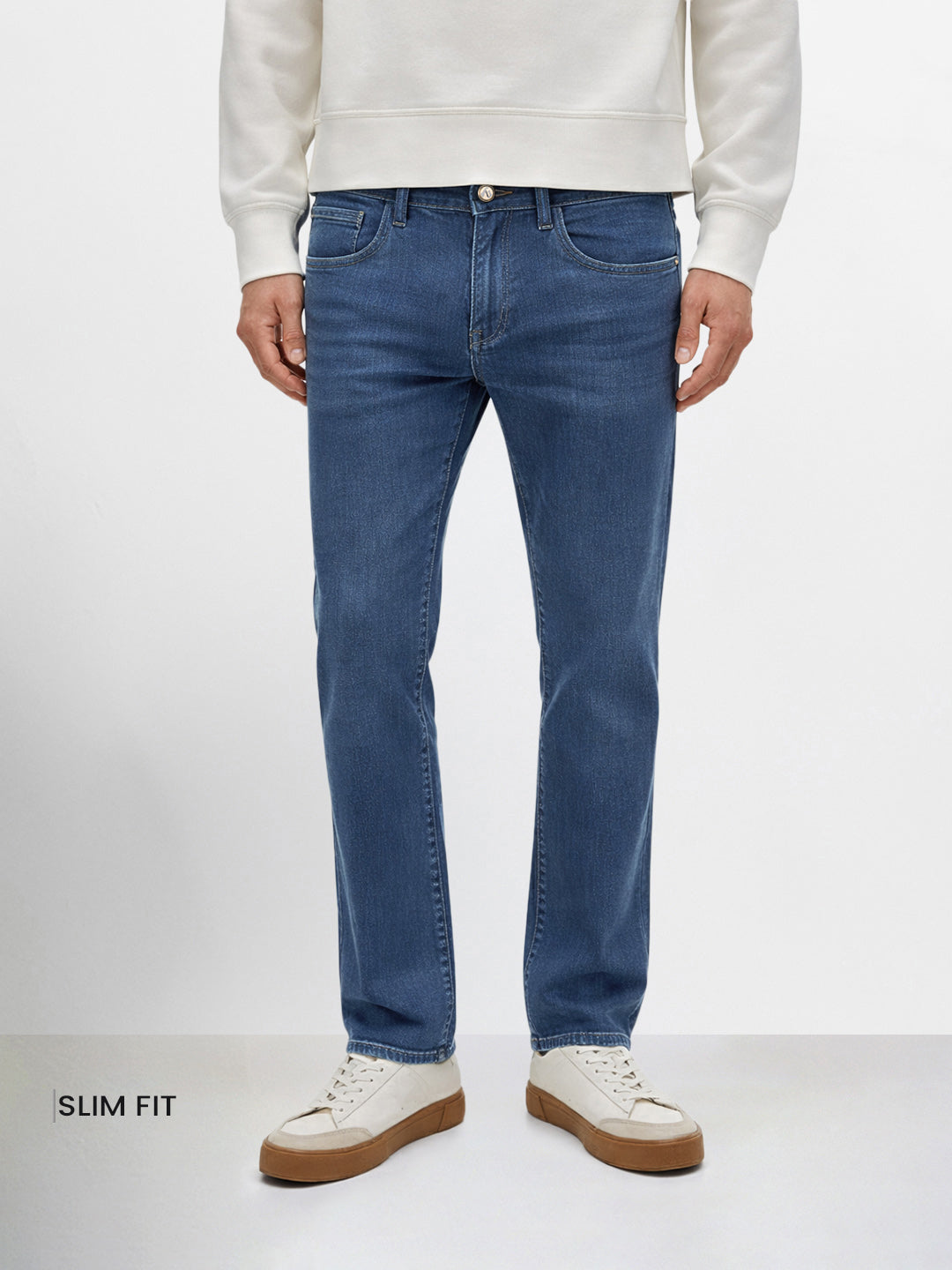 Men's Blue Slim Fit Solid Casual Jeans