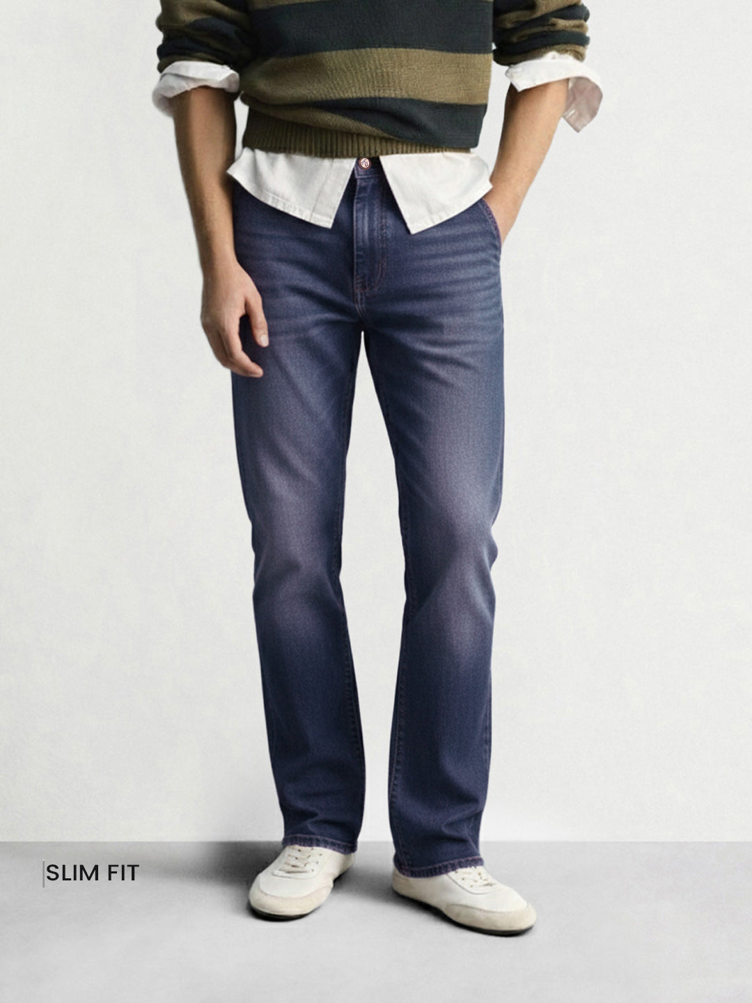 Men's Blue Slim Fit Solid Casual Jeans