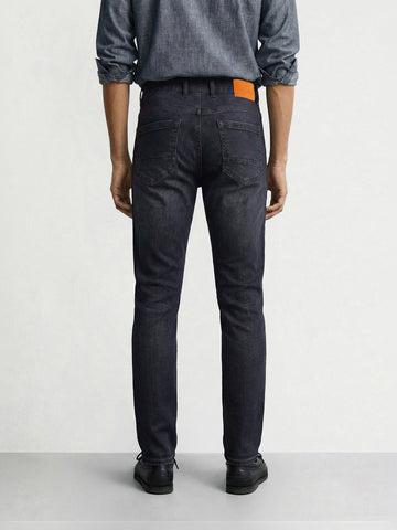 Men's Blue Slim Fit Solid Casual Jeans