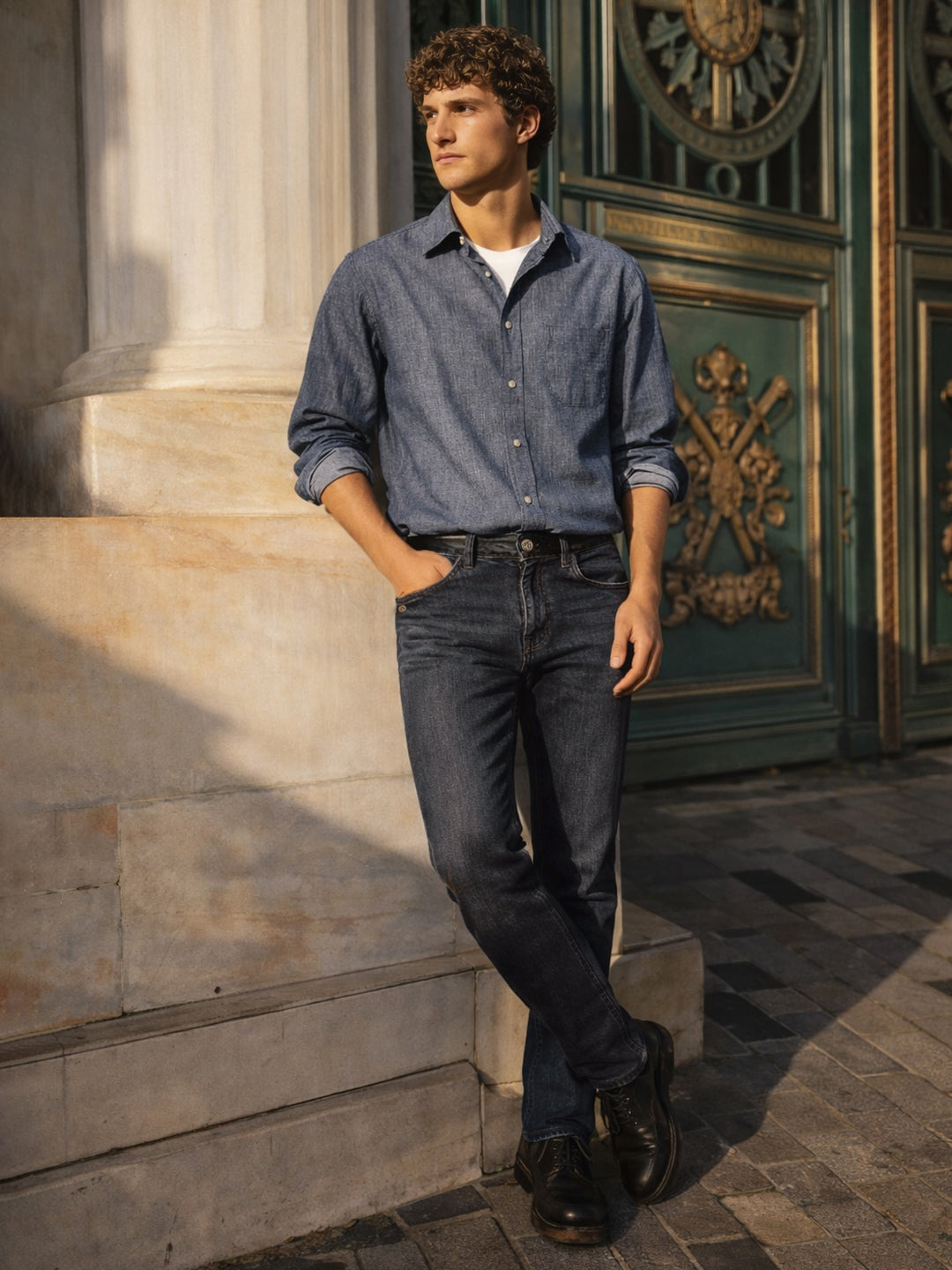 Men's Blue Slim Fit Solid Casual Jeans