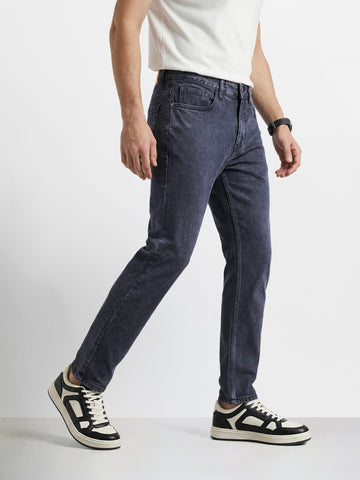 Men's Black Slim Fit Solid Casual Jeans