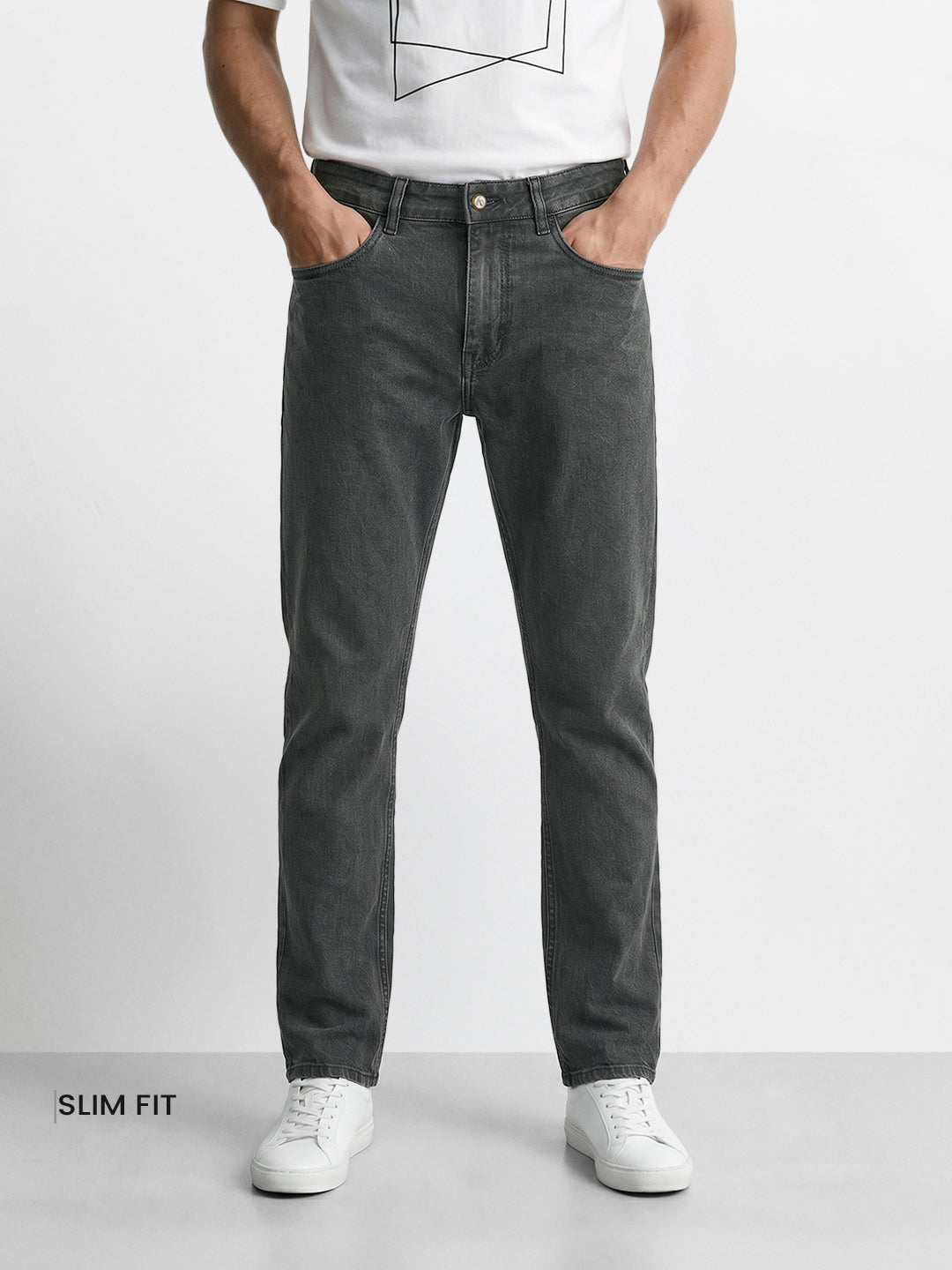 Men's Green Slim Fit Solid Casual Jeans