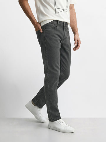 Men's Green Slim Fit Solid Casual Jeans