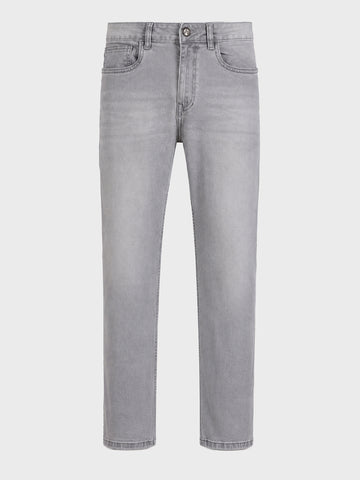 Men's Grey Slim Fit Solid Casual Jeans