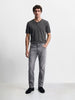 Men's Grey Slim Fit Solid Casual Jeans