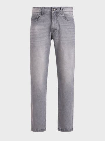 Men's Grey Slim Fit Solid Casual Jeans