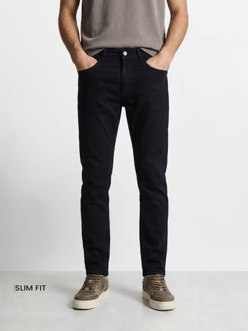 Men's Black Slim Fit Solid Casual Jeans