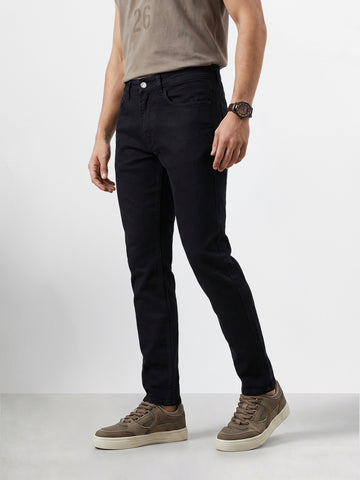 Men's Black Slim Fit Solid Casual Jeans
