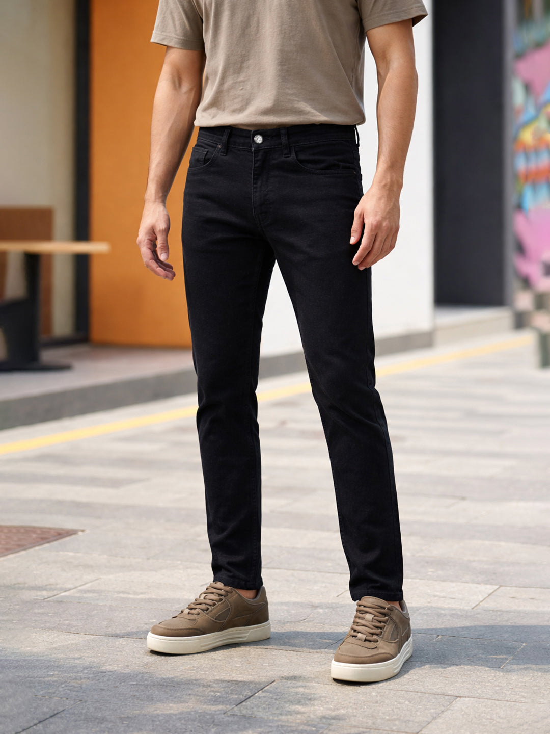 Men's Black Slim Fit Solid Casual Jeans