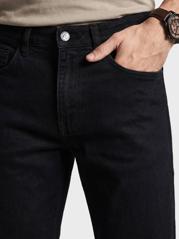 Men's Black Slim Fit Solid Casual Jeans