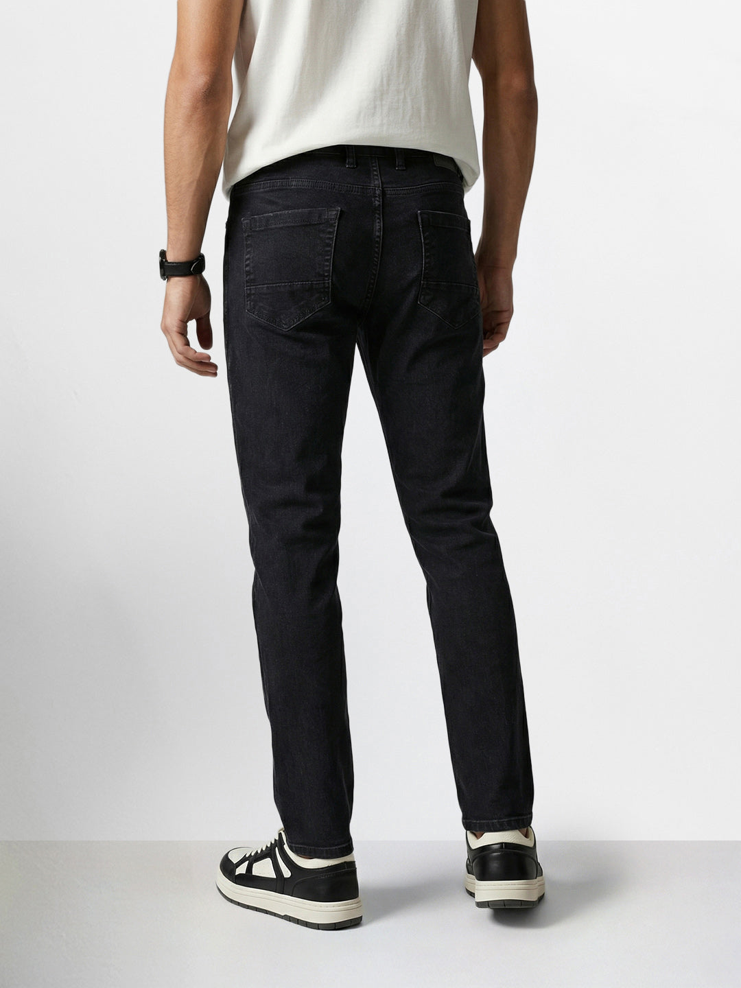 Men's Black Slim Fit Solid Casual Jeans