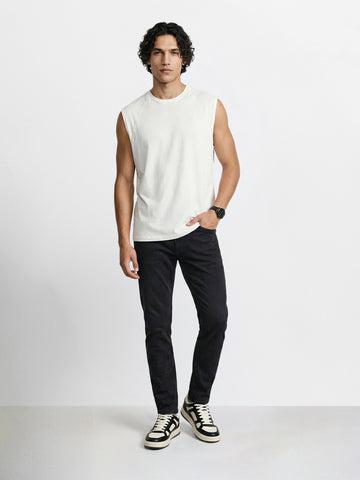Men's Black Slim Fit Solid Casual Jeans