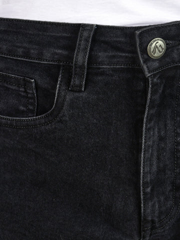 Men's Black Slim Fit Solid Casual Jeans