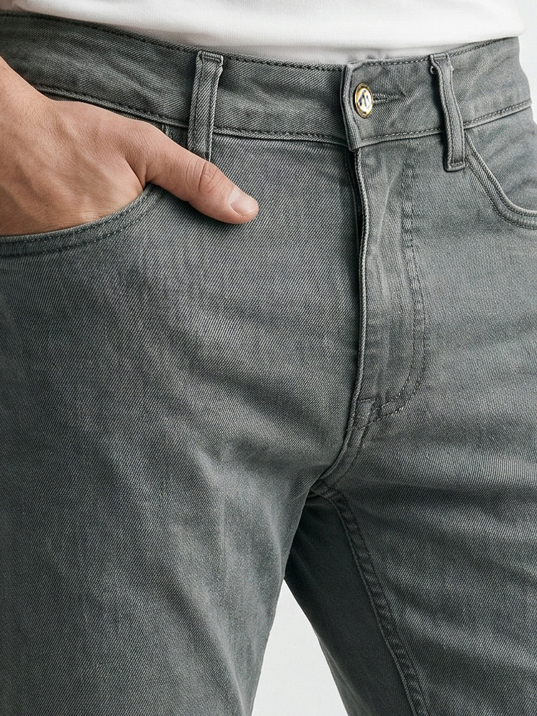 Men's Olive Slim Fit Solid Casual Jeans