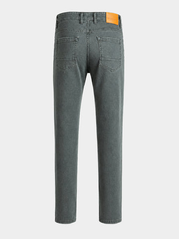 Men's Olive Slim Fit Solid Casual Jeans