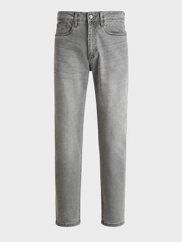 Men's Grey Slim Fit Solid Casual Jeans