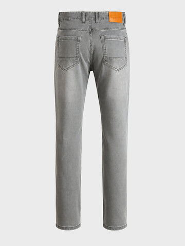 Men's Grey Slim Fit Solid Casual Jeans