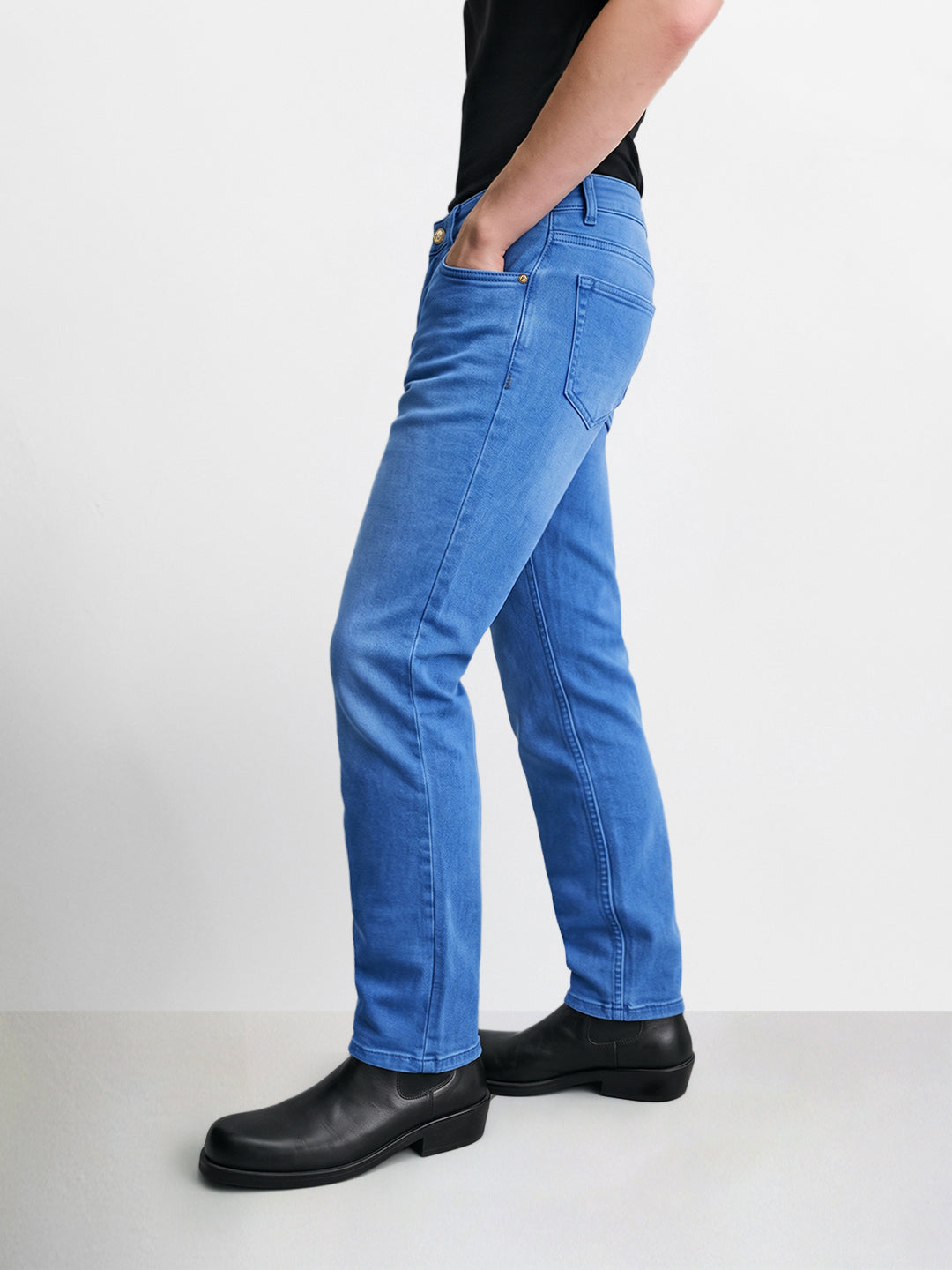 Men's Blue Slim Fit Solid Casual Jeans