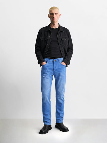 Men's Blue Slim Fit Solid Casual Jeans