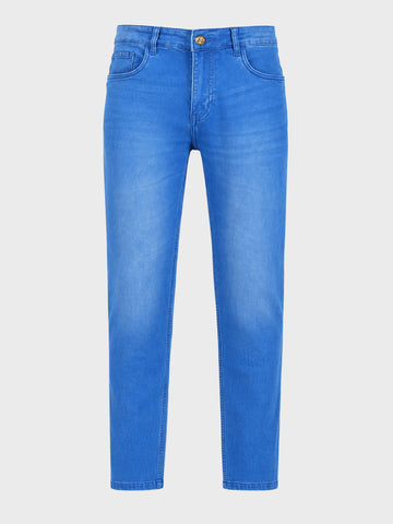 Men's Blue Slim Fit Solid Casual Jeans