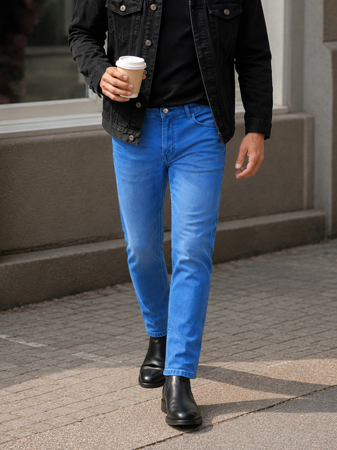 Men's Blue Slim Fit Solid Casual Jeans