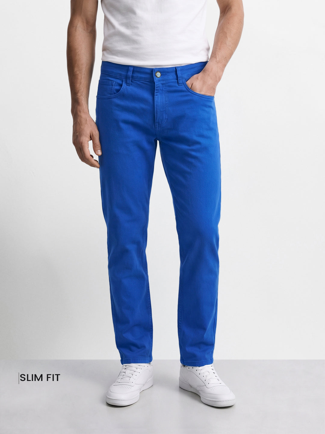 Men's Blue Slim Fit Solid Casual Jeans