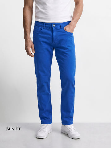 Men's Blue Slim Fit Solid Casual Jeans