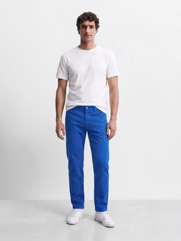 Men's Blue Slim Fit Solid Casual Jeans