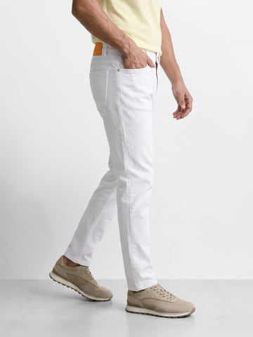 Men's White Slim Fit Solid Casual Jeans