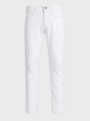 Men's White Slim Fit Solid Casual Jeans