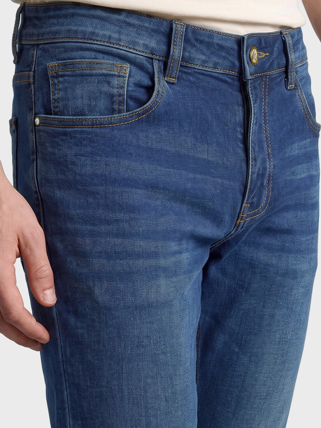 Men's Blue Slim Fit Solid Casual Jeans