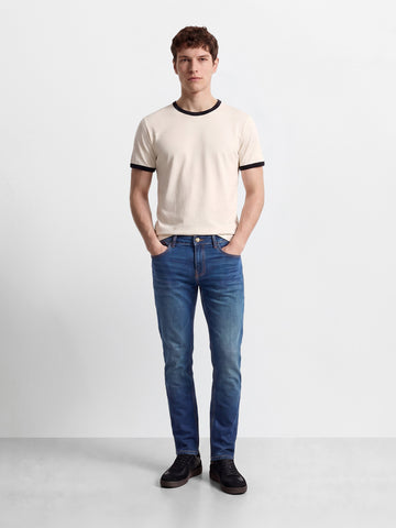 Men's Blue Slim Fit Solid Casual Jeans
